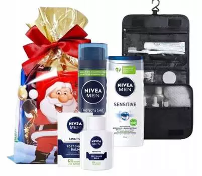 Рождественский подарочный набор для мужчин NIVEA Gel + Бальзам + Гель для бритья + Косметичка