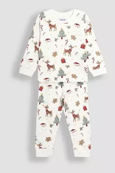 Рождественский принт пижамы из джерси Jojo Maman Bb, бежевый