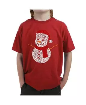 Рождественский снеговик — детская футболка с надписью для мальчиков LA Pop Art