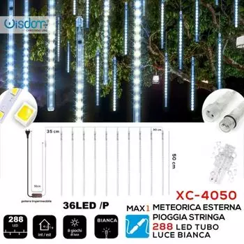 Рождественский световой занавес 288 Led Rain Effect Белый свет Xc-4050 TrAdE Shop Traesio