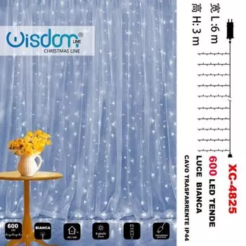 Рождественский световой занавес 600Led Белый свет Прозрачный кабель 8 световых шоу Xc4825 TrAdE Shop Traesio