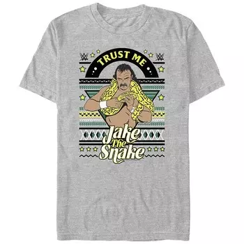 Рождественский свитер Big & Tall WWE Jake The Snake, футболка с рисунком Licensed Character, цвет Athletic Heather