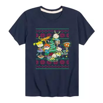 Рождественский свитер Rugrats для мальчиков 8–20 лет, футболка с рисунком Licensed Character, синий