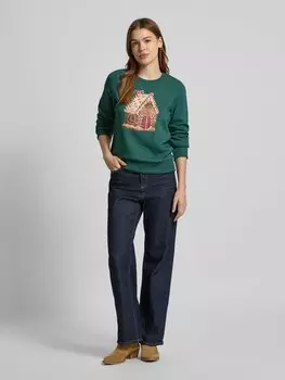 Рождественский свитер с круглым вырезом G&C, темно-зеленый