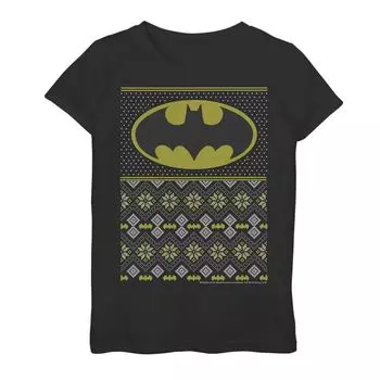 Рождественский свитер с рисунком Бэтмена для девочек 7–16 лет из комиксов DC Comics Licensed Character