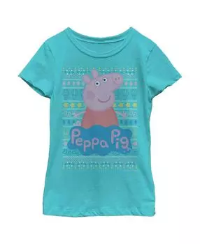 Рождественский свитер с рисунком «Свинка Пеппа» для девочек, детская футболка Hasbro
