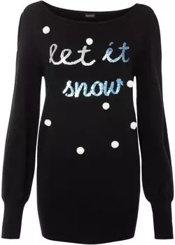 Рождественский свитер с рукавами-фонариками Bodyflirt, черный