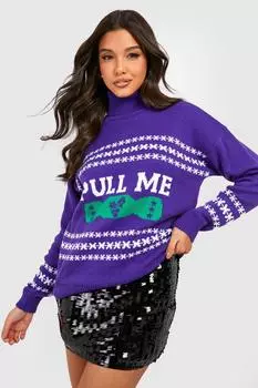 Рождественский свитер с водолазкой pull me Boohoo, фиолетовый