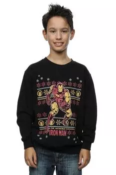 Рождественский свитшот Iron Man Fair Isle Marvel, черный