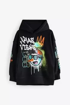 Рождественский толстовка с капюшоном (3 16 лет) Next, черный