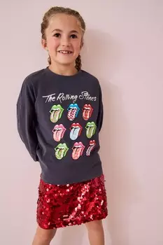 Рождественский топ с длинными рукавами Rolling Stones из 100% хлопка (3 16 лет) Next, серый