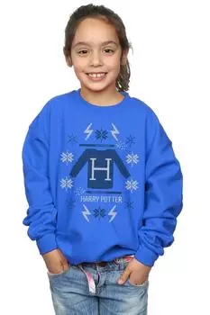 Рождественский вязаный свитшот Harry Potter, синий
