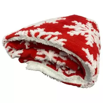 Рождественское одеяло с волосатым принтом снежинок, мягкие утолщенные двойные слои, сохраняющие тепло, контрастный цвет, противоскользящее для дивана, плохое зимнее одеяло для дома - хаки Stuttg, красный