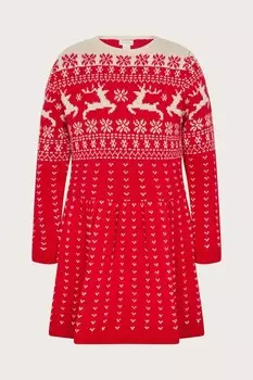 Рождественское платье джемпер в стиле фэр айл Monsoon, красный