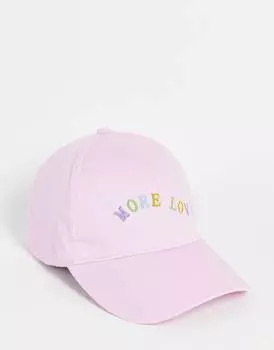 Розовая бейсболка из плотной ткани с любовным мотивом ASOS DESIGN