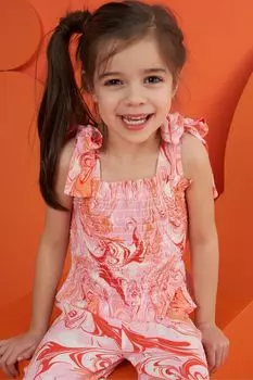 Розовая блузка Etta с рюшами и абстрактным узором Angel & Rocket, розовый