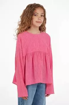 Розовая блузка с длинными рукавами из мятой ткани Calvin Klein Jeans, розовый