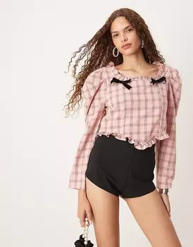 Розовая блузка с контрастным бантом Sister Jane