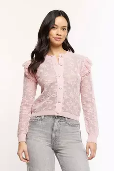 Розовая блузка с кружевными вставками на плечах River Island, розовый