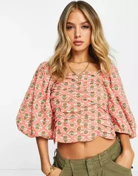 Розовая чайная блузка River Island со сборками
