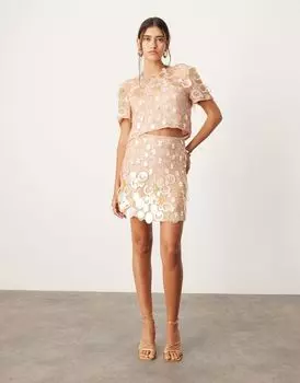 Розовая декорированная мини-юбка в форме диска ASOS EDITION