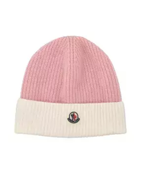 Розовая детская шапка бини Moncler, розовый