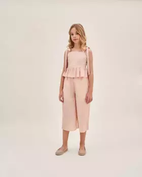 Розовая девичья блузка с бантами на плечах и рюшами внизу Dadati, цвет Rosa