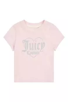 Розовая девичья футболка с принтом Juicy Couture, розовый