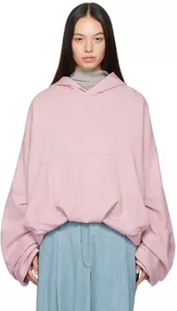 Розовая драпированная толстовка с капюшоном Dries Van Noten