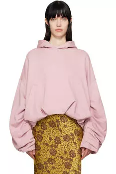Розовая драпированная толстовка с капюшоном Dries Van Noten
