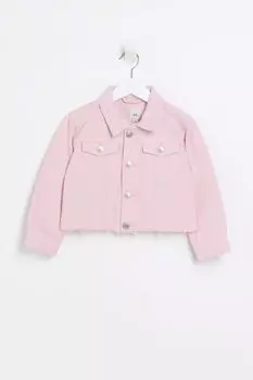 Розовая джинсовая куртка квадратного кроя для девочки River Island, розовый