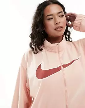 Розовая флисовая куртка для бега Nike Plus Swoosh Run Dri-FIT с логотипом и молнией