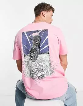 Розовая футболка для бега с принтом на спине adidas Originals Adventure
