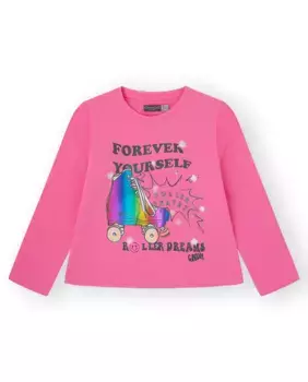 Розовая футболка для девочки с принтом Canada House