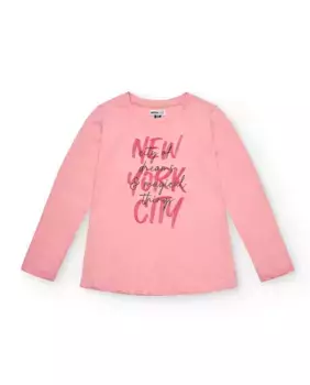Розовая футболка для девочки с принтом «Нью-Йорк» Tuc tuc
