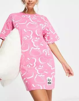 Розовая футболка для сна ASOS DESIGN Barbie x Hello Kitty