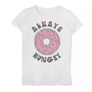Розовая футболка Donut с рисунком Always Hungry Hungry для девочек 7–16 лет Licensed Character