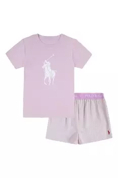 Розовая футболка и пижамные шорты с логотипом Polo Ralph Lauren, розовый