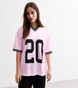 Розовая футболка Oversized Football 20 New Look, розовый