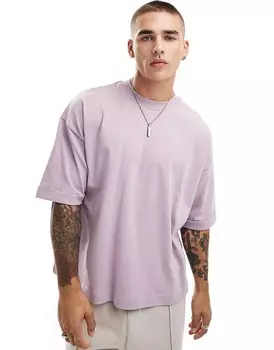 Розовая футболка оверсайз из плотной ткани с закатанными рукавами ASOS DESIGN Essential плотностью 240 г/м