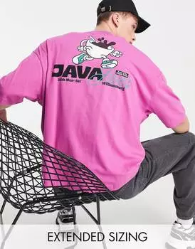 Розовая футболка оверсайз с мультяшным принтом на спине ASOS DESIGN
