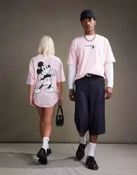 Розовая футболка оверсайз унисекс с принтом Микки Мауса ASOS DESIGN Disney Disney