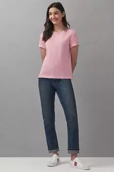 Розовая футболка Perfect с круглым вырезом и неравномерным переплетением Crew Clothing Company, розовый