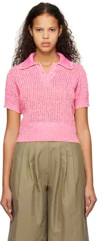 Розовая футболка-поло с эффектом металлик TheOpen Product