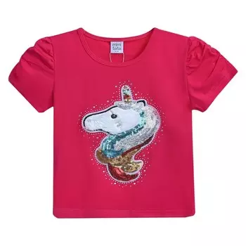 Розовая футболка с аппликацией в виде малинового единорога Mimi Tutu, розовый