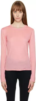 Розовая футболка с длинным рукавом с круглым вырезом Baserange