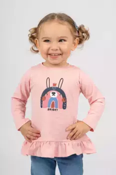 Розовая футболка с длинными рукавами для девочки Charanga