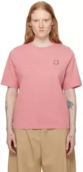 Розовая футболка с головой лисы Maison Kitsune