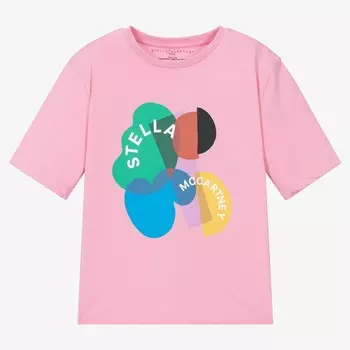 Розовая футболка с графическим логотипом Shapes Stella McCartney, розовый