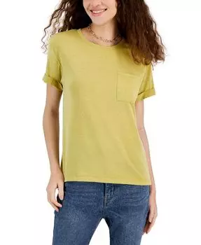 Розовая футболка с круглым вырезом и карманами для детей Juniors' Rose Pink Rose, зеленый